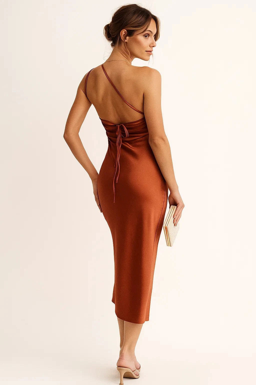 Primadon Damenkleider Selma elegantes Ein-Schulter-Midikleid für Damen Gala