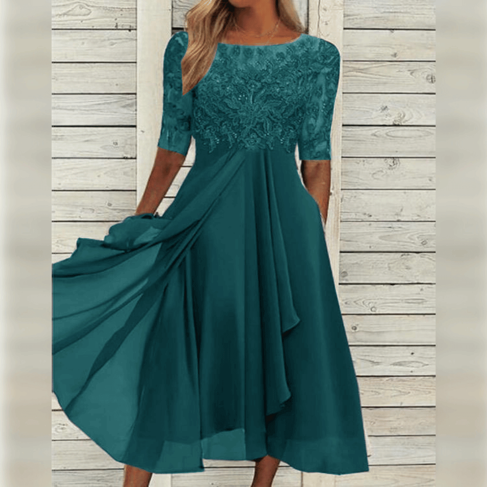 Primadon Damenkleider Türkis / S Liv | Elegantes Midi Kleid für Damen Sommerkleider