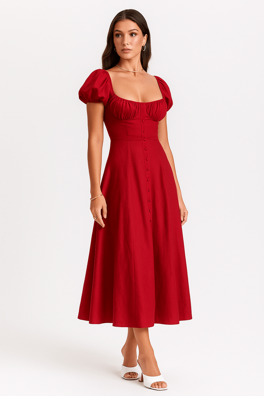 Primadon Damenkleider Weinrot / L Delia elegantes Midikleid für Damen figurbetont
