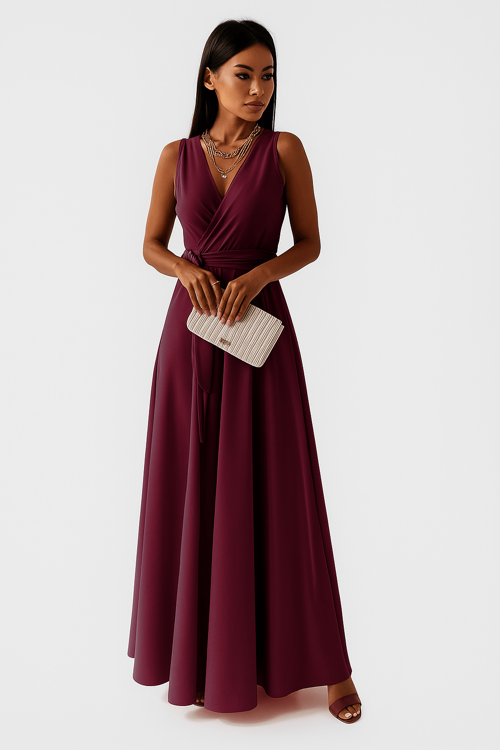 Primadon Damenkleider Weinrot / S Delphine schmeichelhaftes Wickelkleid für Damen Baumwolle