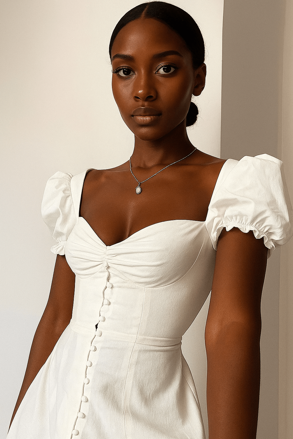 Primadon Damenkleider Weiß / L Delia elegantes Midikleid für Damen figurbetont