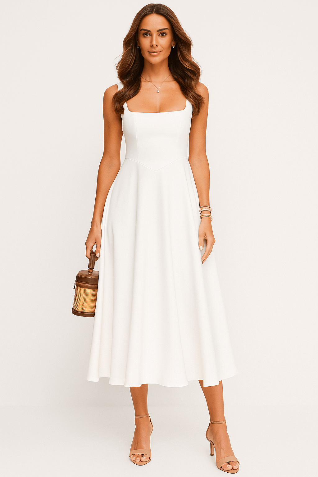 Primadon Damenkleider Weiß / S Lucia trägerloses Midikleid für Damen