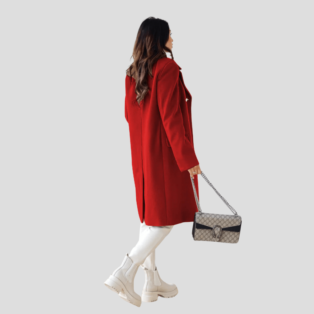 Primadon Damenmäntel Eleganter Damenmantel langer Wollmix für Damen zweireihig Winter