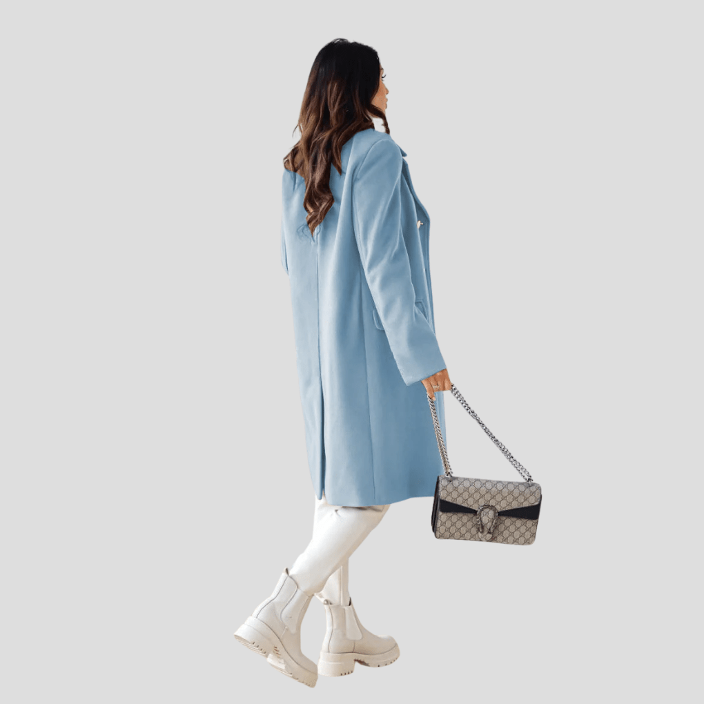 Primadon Damenmäntel Eleganter Damenmantel langer Wollmix für Damen zweireihig Winter