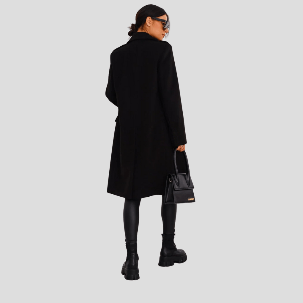Primadon Damenmäntel Eleganter Damenmantel langer Wollmix für Damen zweireihig Winter