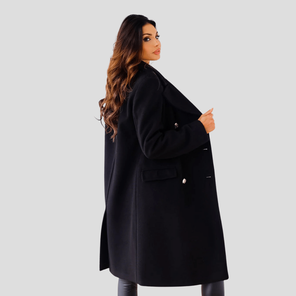 Primadon Damenmäntel Eleganter Damenmantel langer Wollmix für Damen zweireihig Winter
