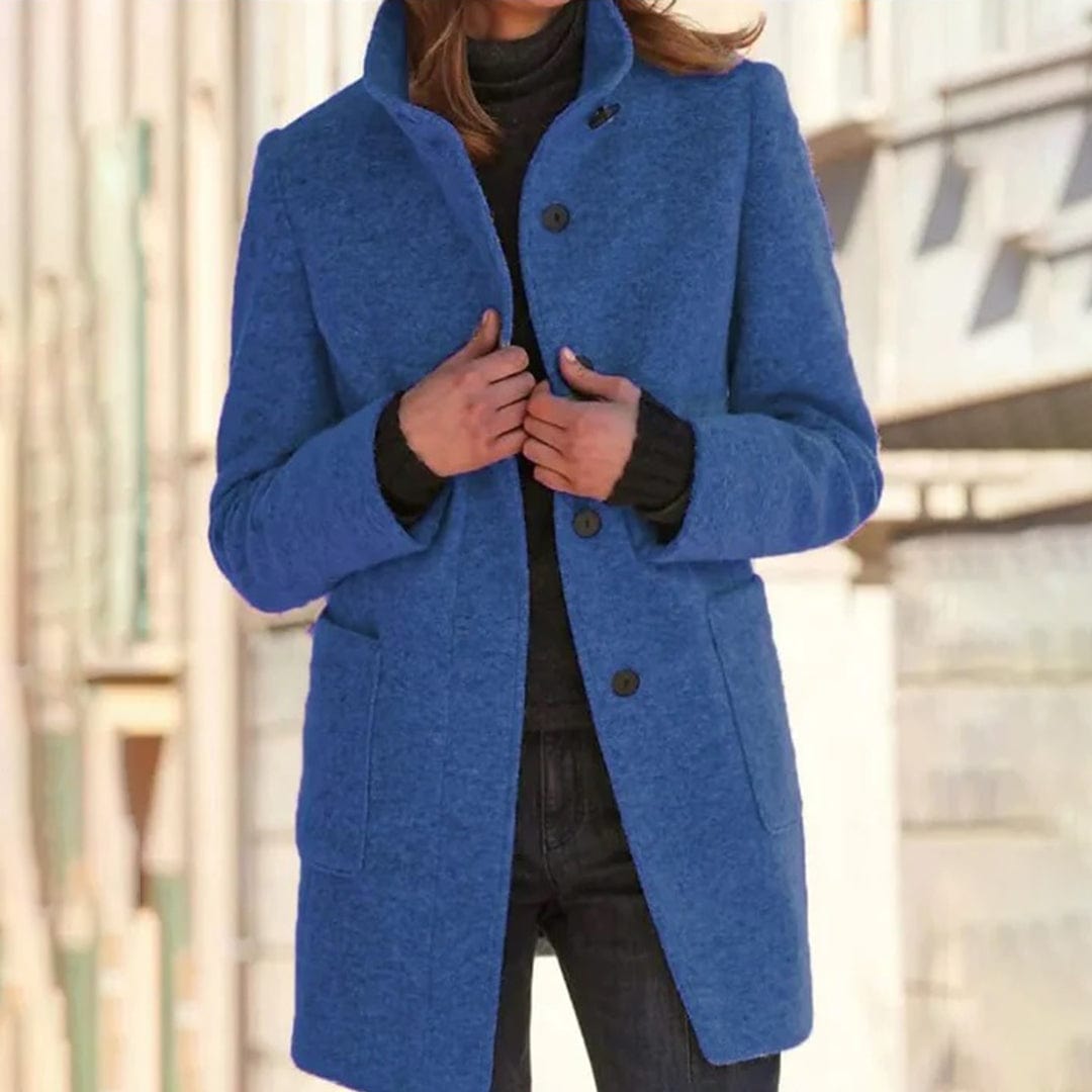 Primadon Damenmäntel & -jacken Blau / S Weicher Damenmantel aus Wollmix langarm elegant Winter vielseitig