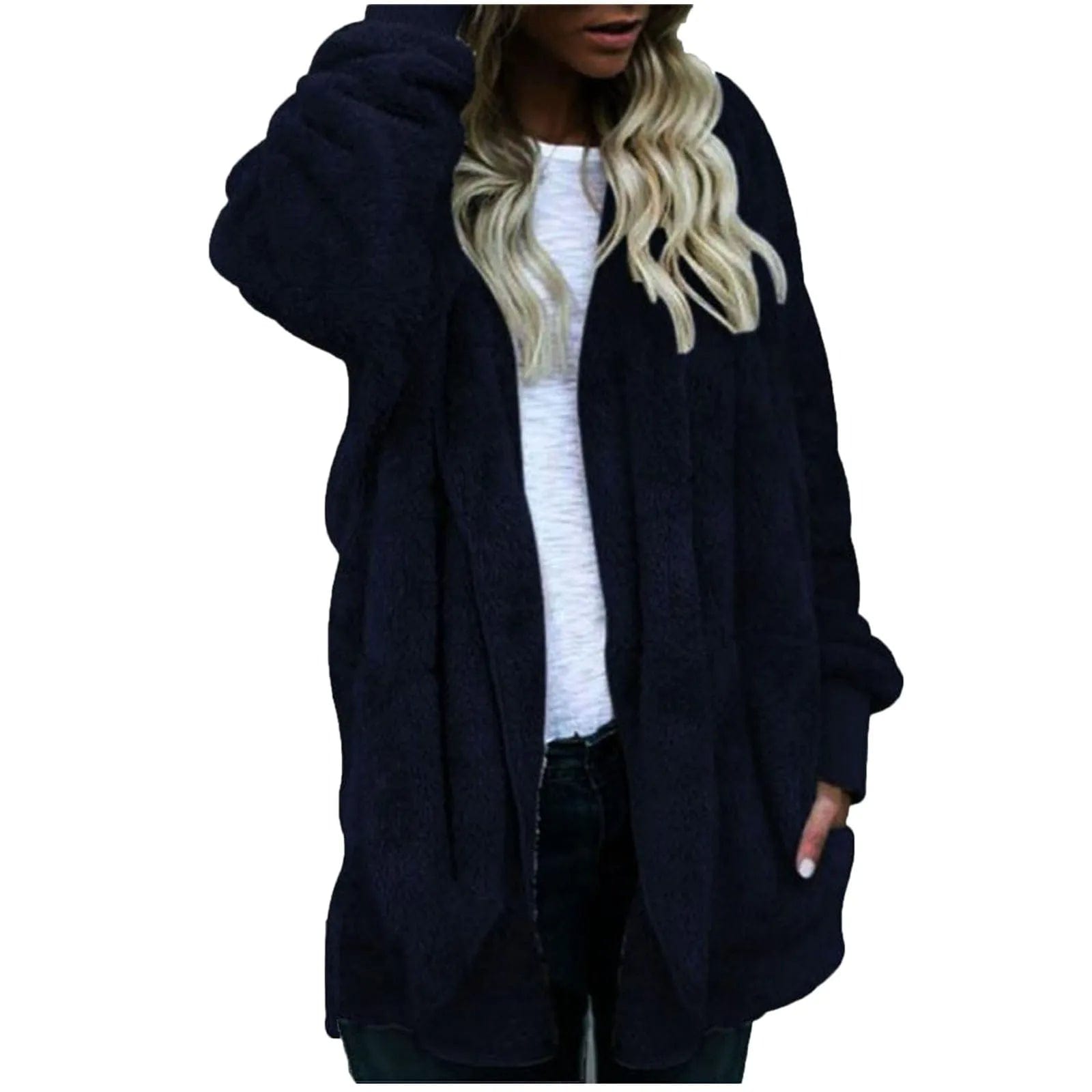Primadon Damenmäntel & -jacken Blau / XL Sam Plüsch Samt Damen Mantel | Luxuriös, Warm, Übergröße Winter Mantel