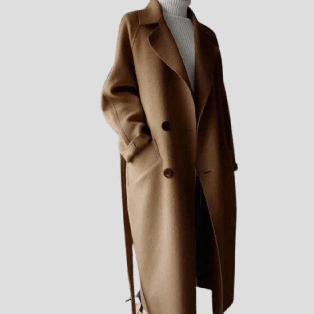 Primadon Damenmäntel & -jacken Braun / S Eleganter Wollmantel für Damen knielang warm mit Taschen Winter
