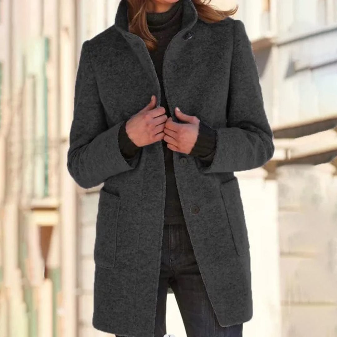 Primadon Damenmäntel & -jacken Dunkelgrau / S Weicher Damenmantel aus Wollmix langarm elegant Winter vielseitig
