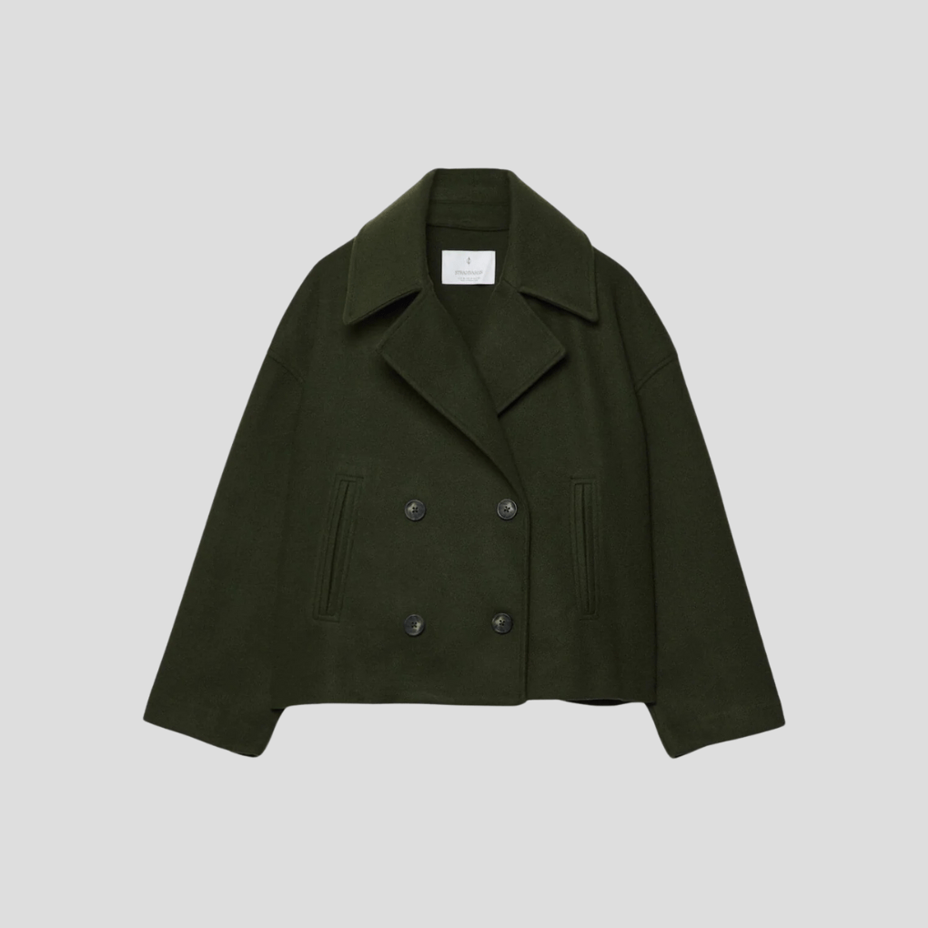 Primadon Damenmäntel & -jacken Grün / XS Eleganter Kurzmantel für Damen zweireihig mit Vintage-Charme