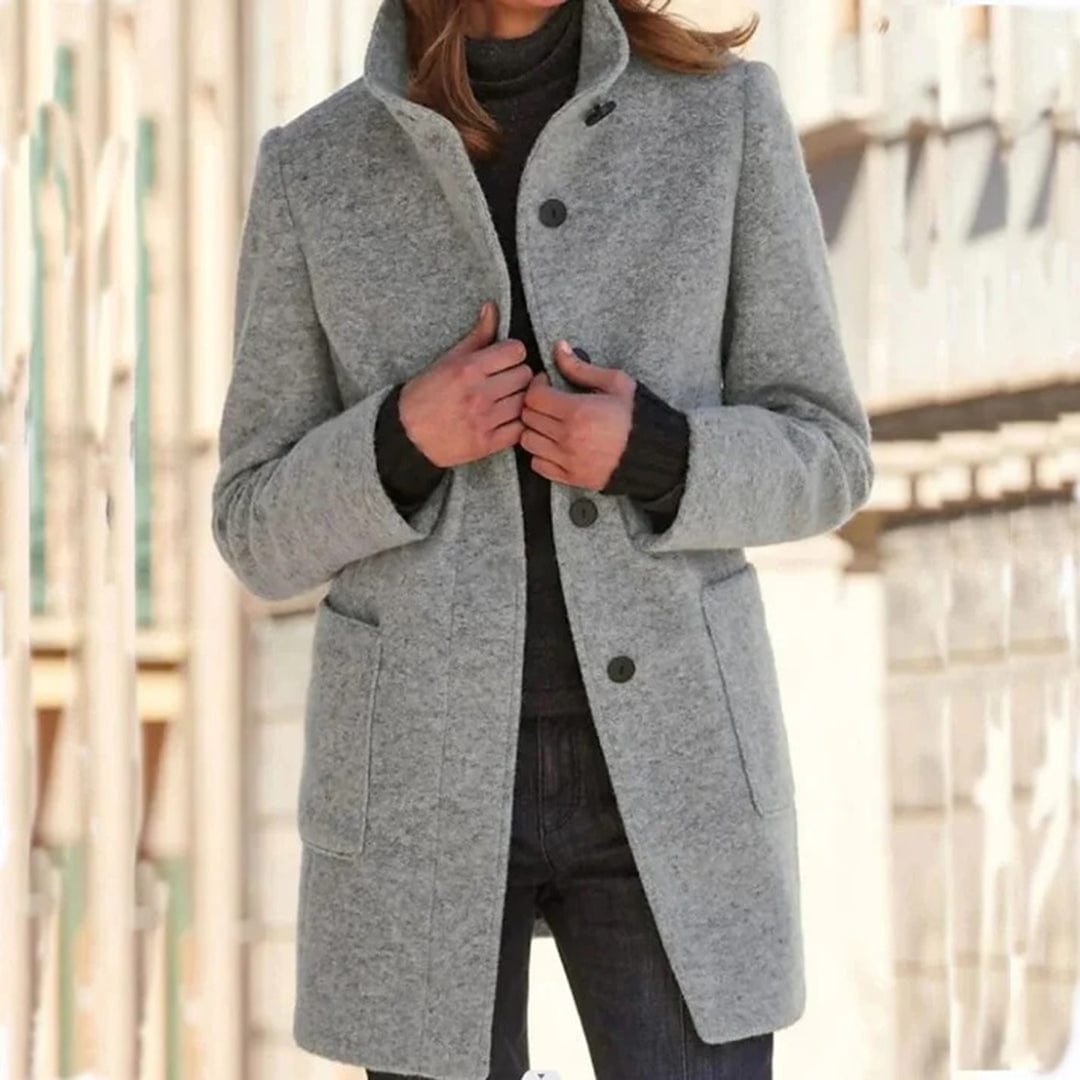 Primadon Damenmäntel & -jacken Hellgrau / S Weicher Damenmantel aus Wollmix langarm elegant Winter vielseitig