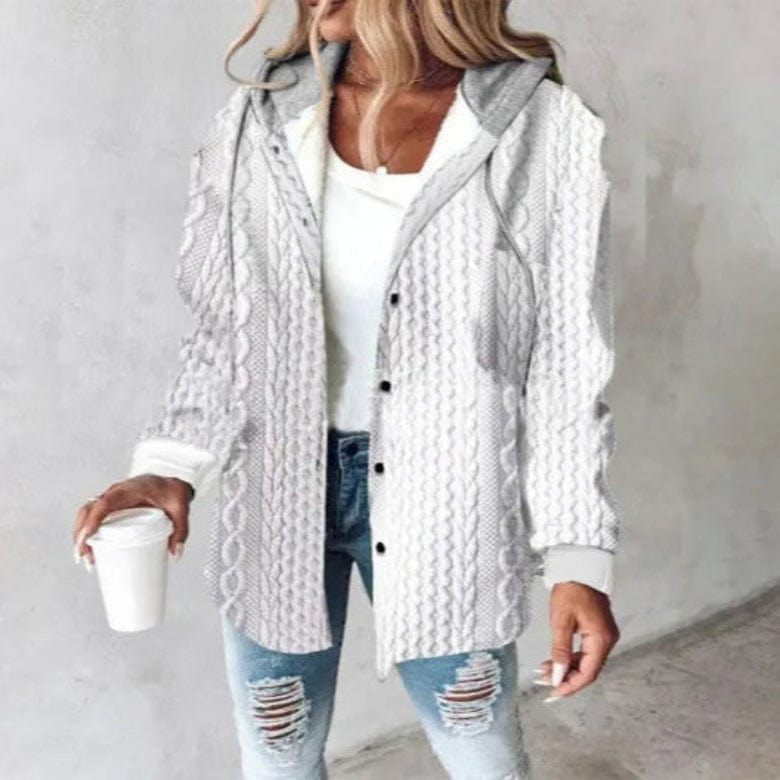 Primadon Damenmäntel & -jacken Hellgrau / XS Lässiger Kapuzenmantel für Damen kariert bequem aus Polyester Winter