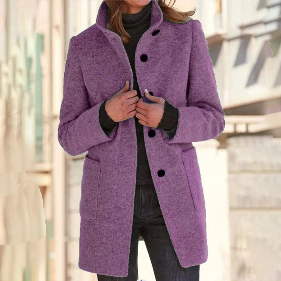 Primadon Damenmäntel & -jacken Lila / S Weicher Damenmantel aus Wollmix langarm elegant Winter vielseitig