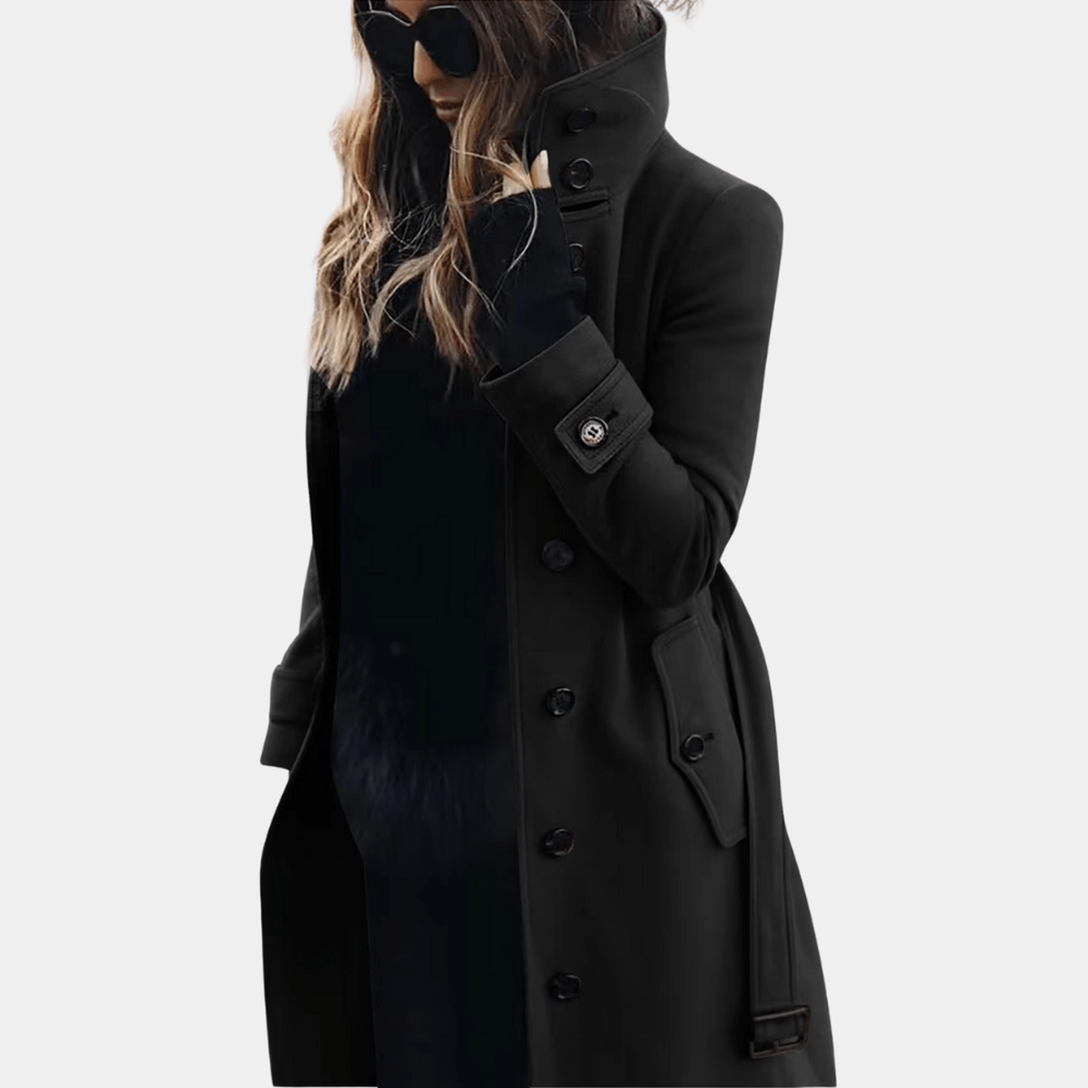 Primadon Damenmäntel & -jacken Schwarz / S Eleganter Trenchcoat Damen langarm warm gefüttert Herbst stilvoll beige