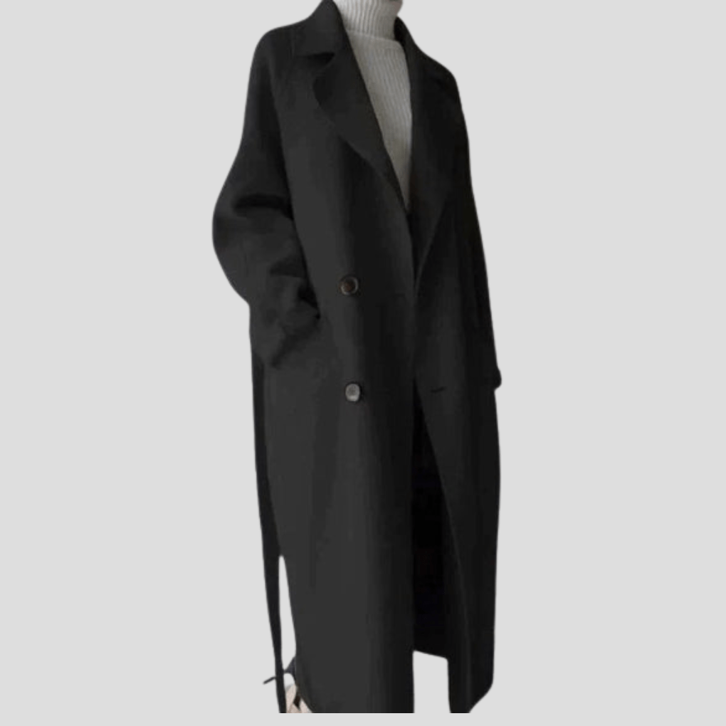 Primadon Damenmäntel & -jacken Schwarz / S Eleganter Wollmantel für Damen knielang warm mit Taschen Winter