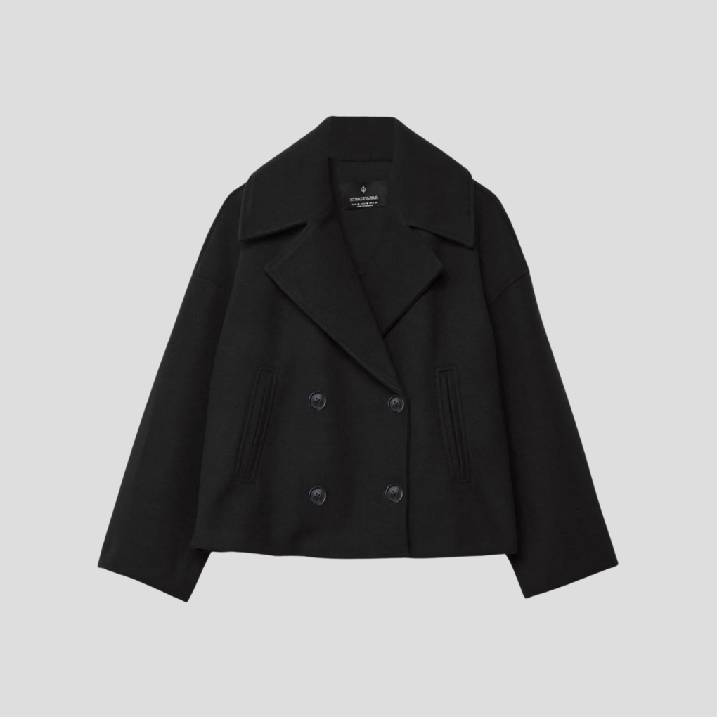 Primadon Damenmäntel & -jacken Schwarz / XS Eleganter Kurzmantel für Damen zweireihig mit Vintage-Charme