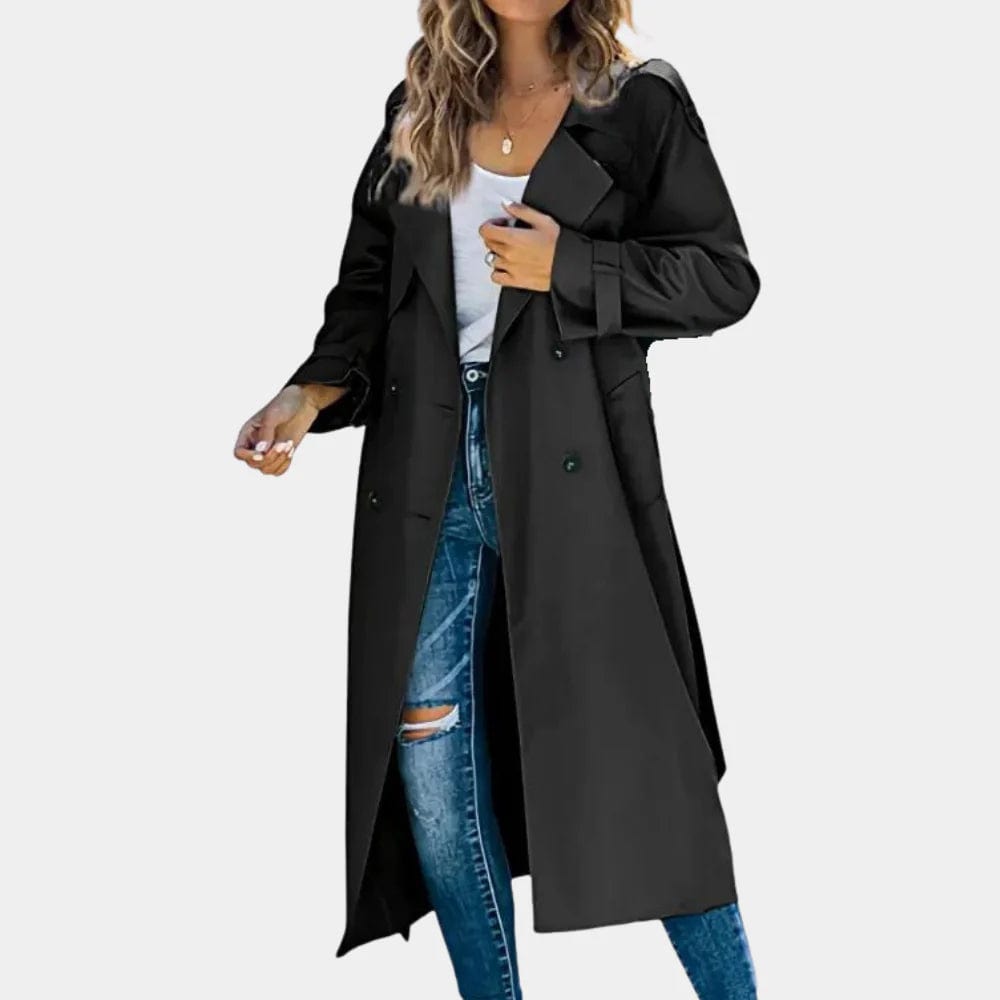 Primadon Damenmäntel & -jacken Schwarz / XS Eleganter Trenchcoat für Damen klassisch aus hochwertiger Stoffmischung Übergangszeit