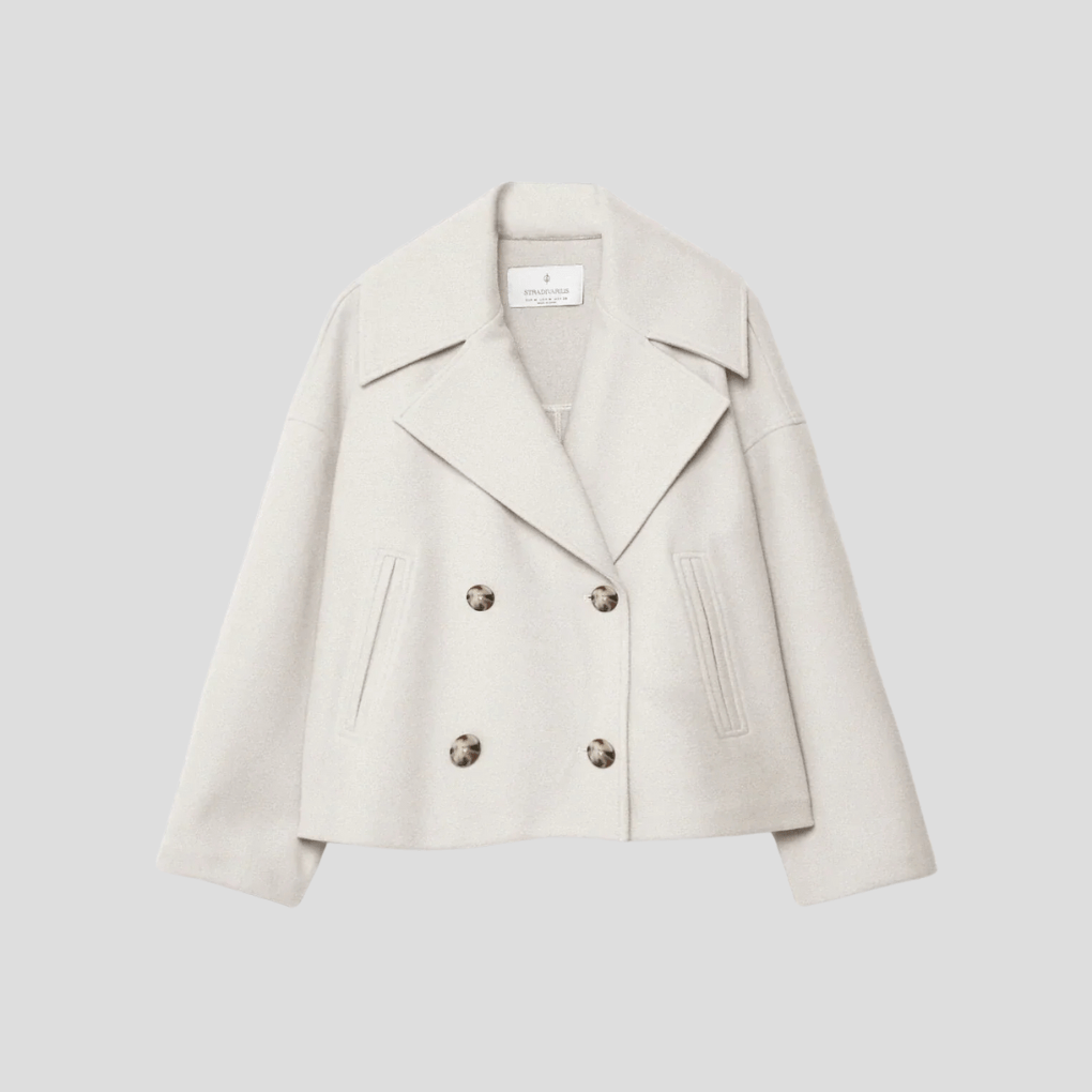 Primadon Damenmäntel & -jacken Weiß/Beige / XS Eleganter Kurzmantel für Damen zweireihig mit Vintage-Charme