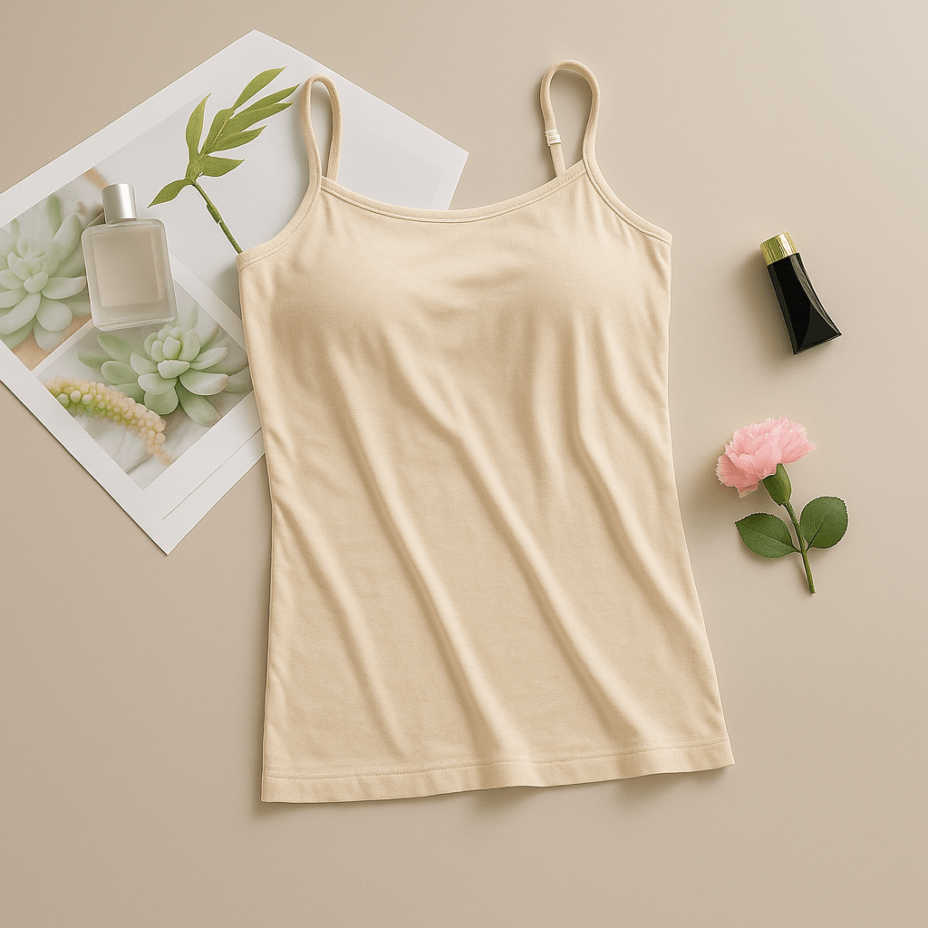 Primadon Damenoberteile Beige / S Nila figurbetontes Top mit integriertem BH für Damen atmungsaktiv