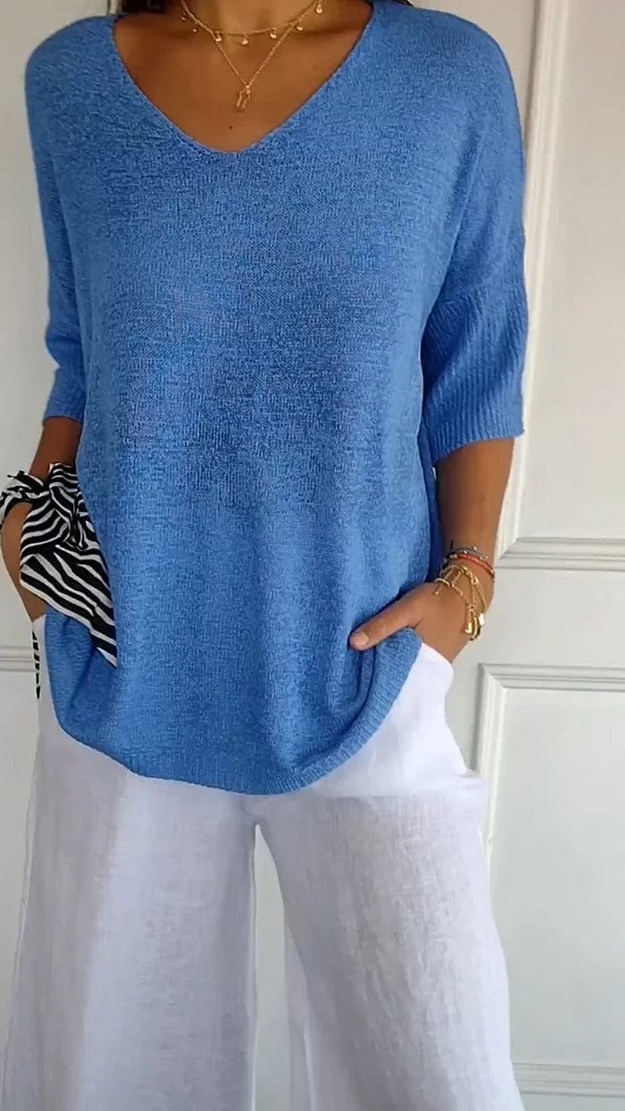 Primadon Damenoberteile Blau / S Lilou | luftiges Stricktop für Damen Sommer