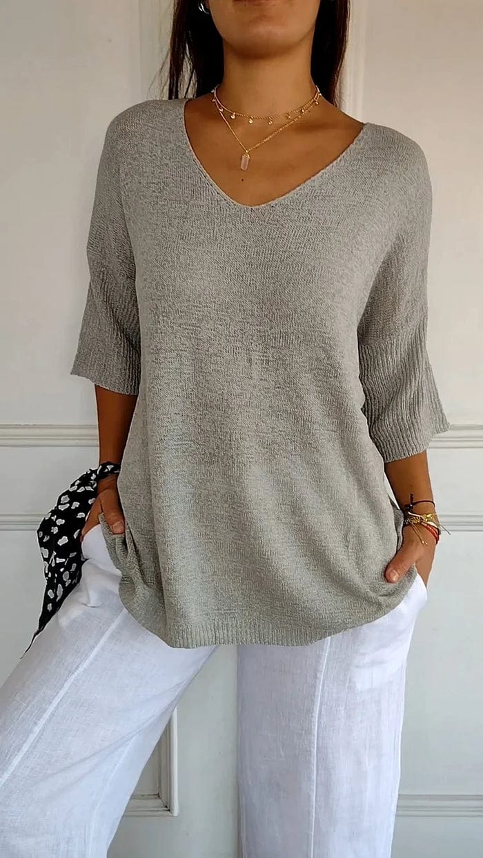 Primadon Damenoberteile Grau / S Lilou | luftiges Stricktop für Damen Sommer