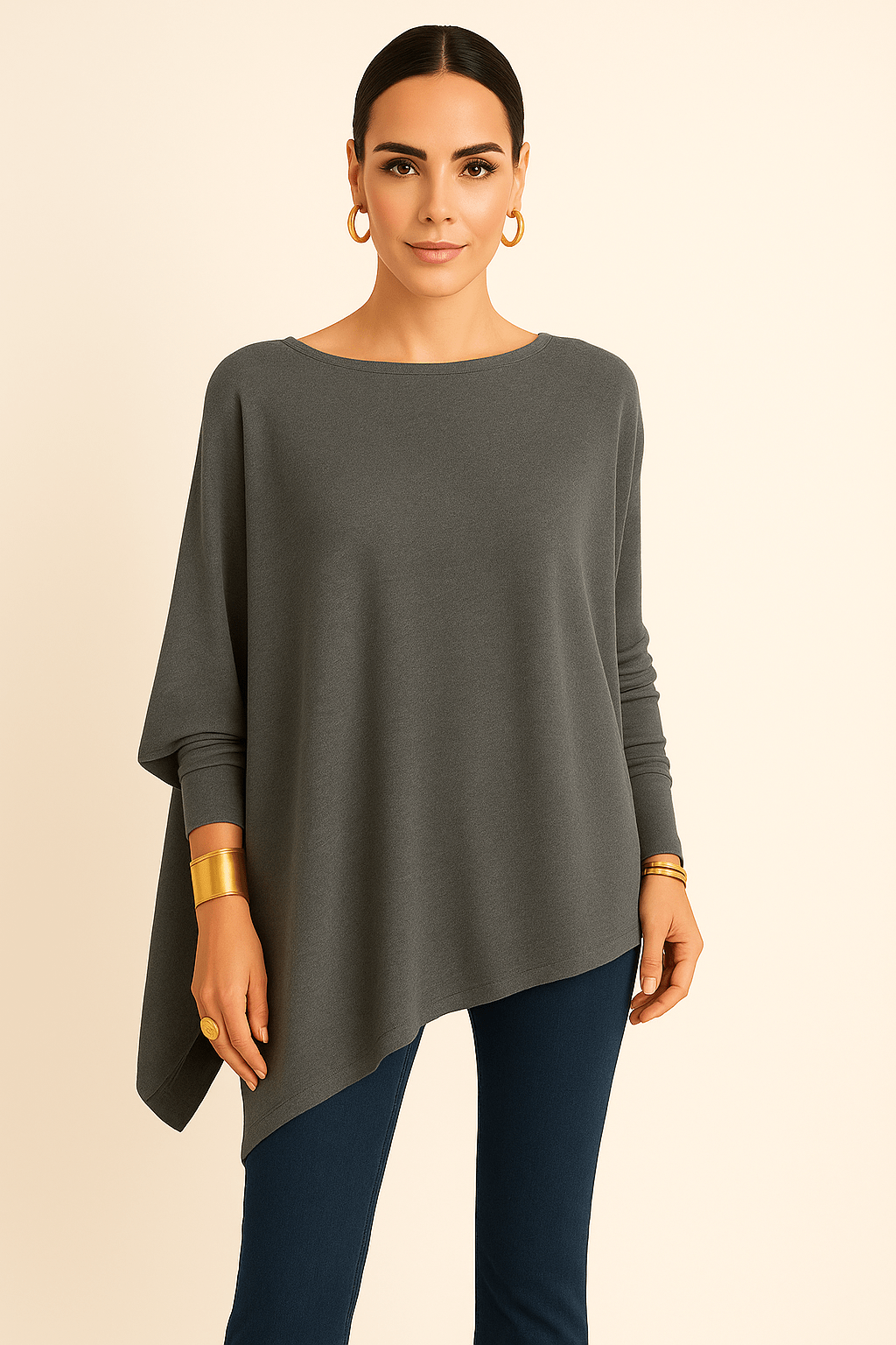 Primadon Damenoberteile Grau / S Nia | asymmetrisches Top für Damen Sommer