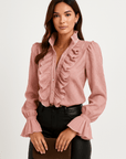 Primadon Damenoberteile Rosa / S ofia | luftige Chiffonbluse für Damen figurbetont