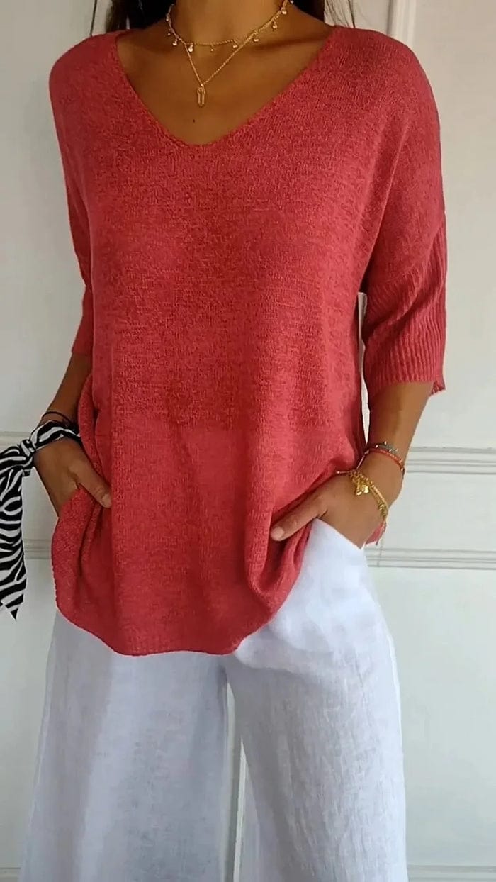 Primadon Damenoberteile Rot / S Lilou | luftiges Stricktop für Damen Sommer