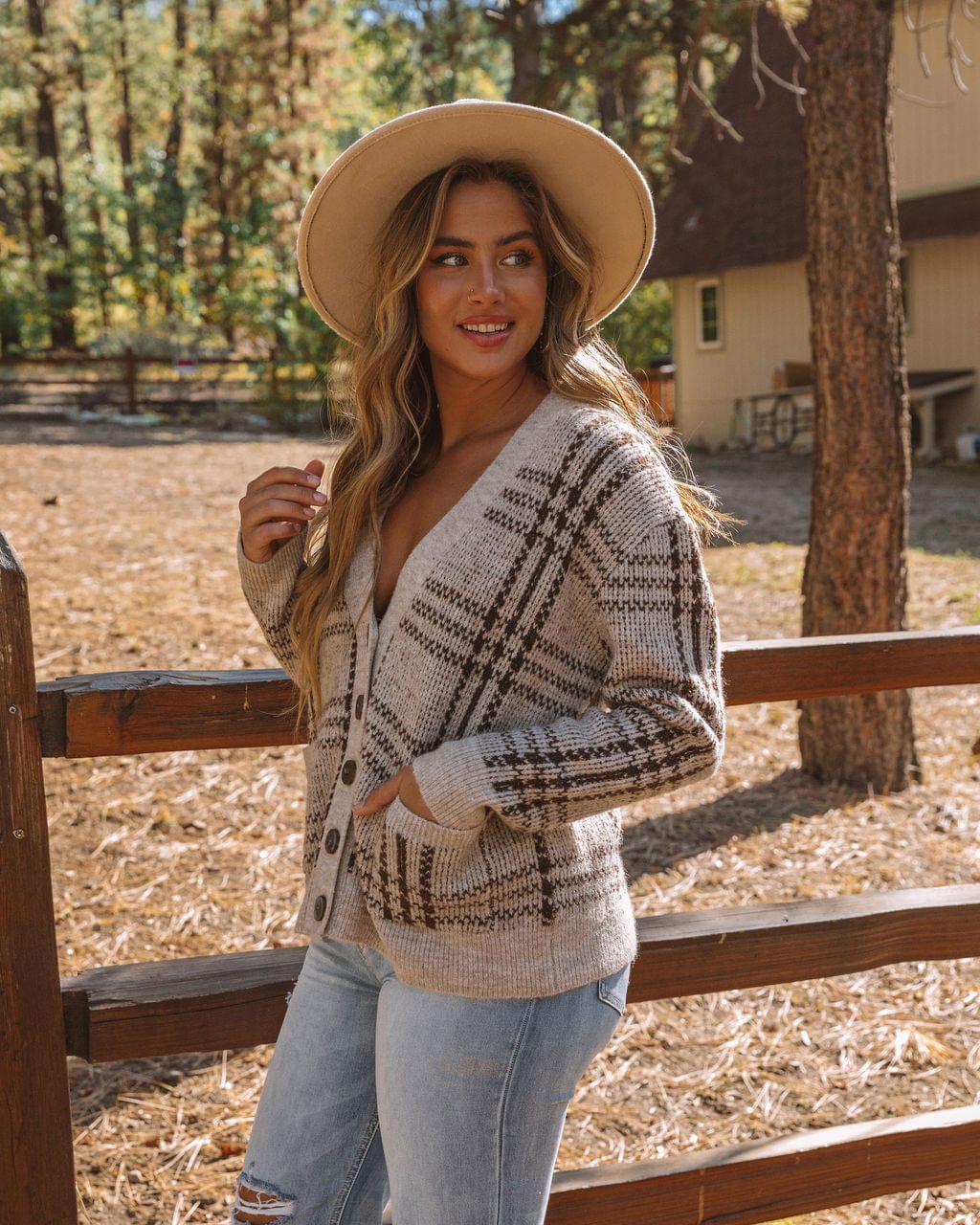 Primadon Damenpullover Alina Damen Strickjacke | Klassisches Scheckmuster, Knopfverschluss, Geräumige Taschen