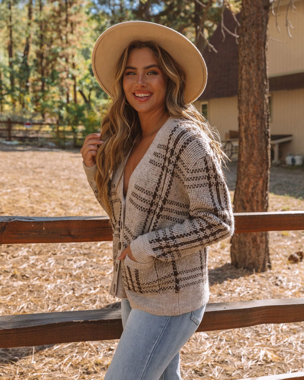 Primadon Damenpullover Alina Damen Strickjacke | Klassisches Scheckmuster, Knopfverschluss, Geräumige Taschen
