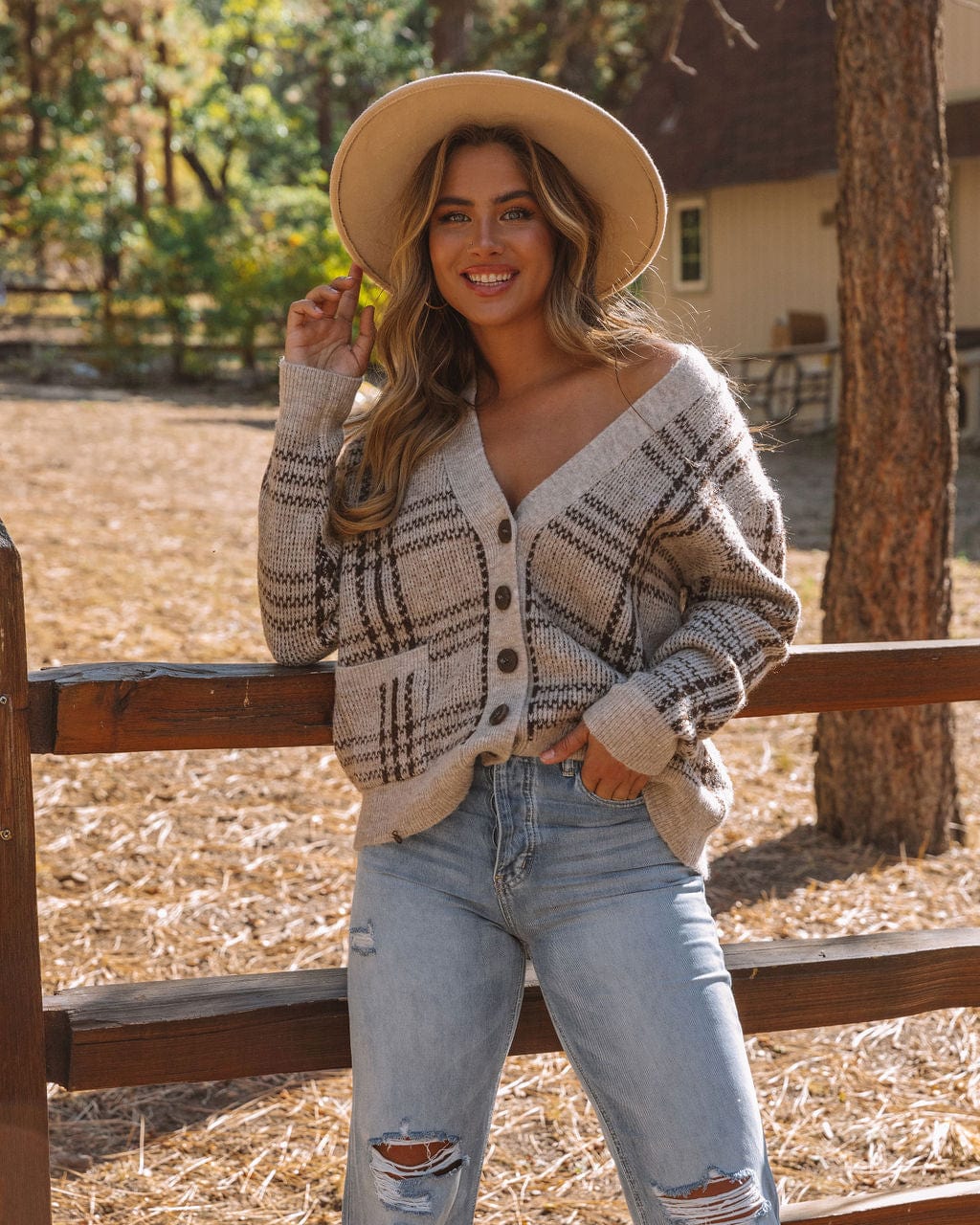 Primadon Damenpullover Alina Damen Strickjacke | Klassisches Scheckmuster, Knopfverschluss, Geräumige Taschen
