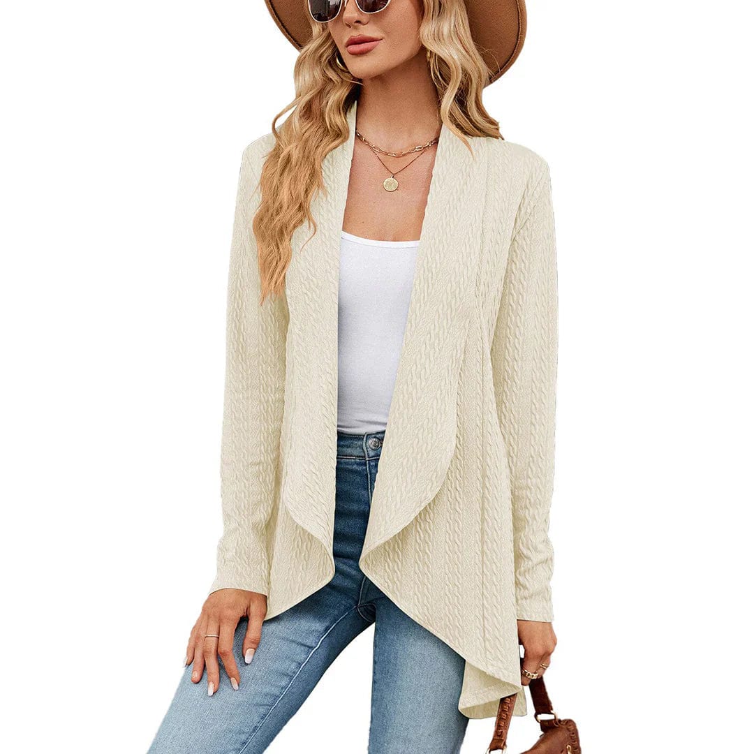 Primadon Damenpullover Aprikose / S Weicher Strickjacke Cardigan für Damen offen aus Polyester Herbstmode elegant