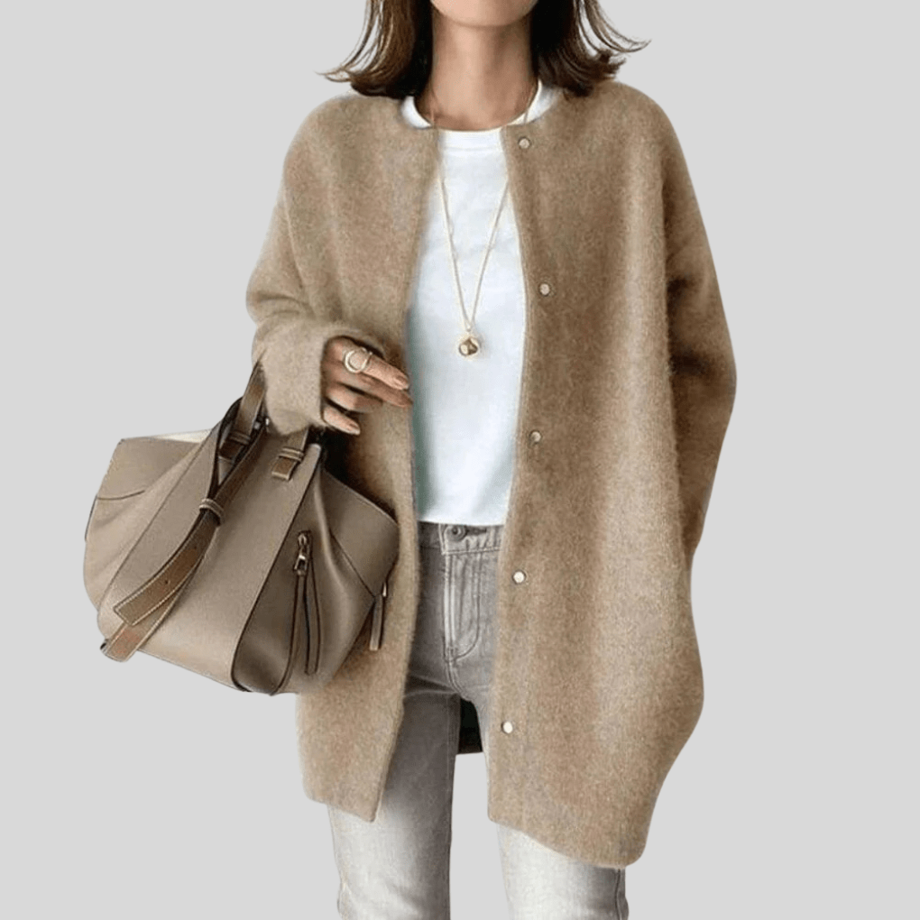 Primadon Damenpullover Beige / Einheitsgröße Clara | Elegante Strickjacke für Damen Herbst atmungsaktiv