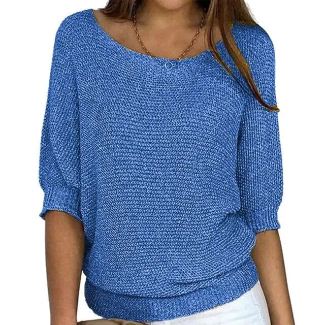 Primadon Damenpullover Blau / M Weicher Damenpullover aus Baumwolle atmungsaktiv für Winter Frühling vielseitig