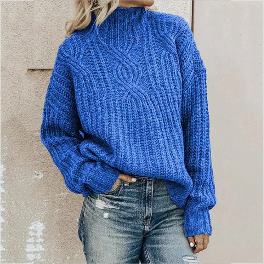 Primadon Damenpullover Blau / S Clara | Eleganter Damenpullover aus Baumwolle normaler Schnitt