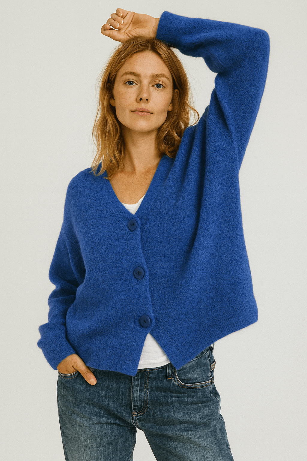 Primadon Damenpullover Blau / XS Clara | Elegante Strickjacke für Damen entspannt
