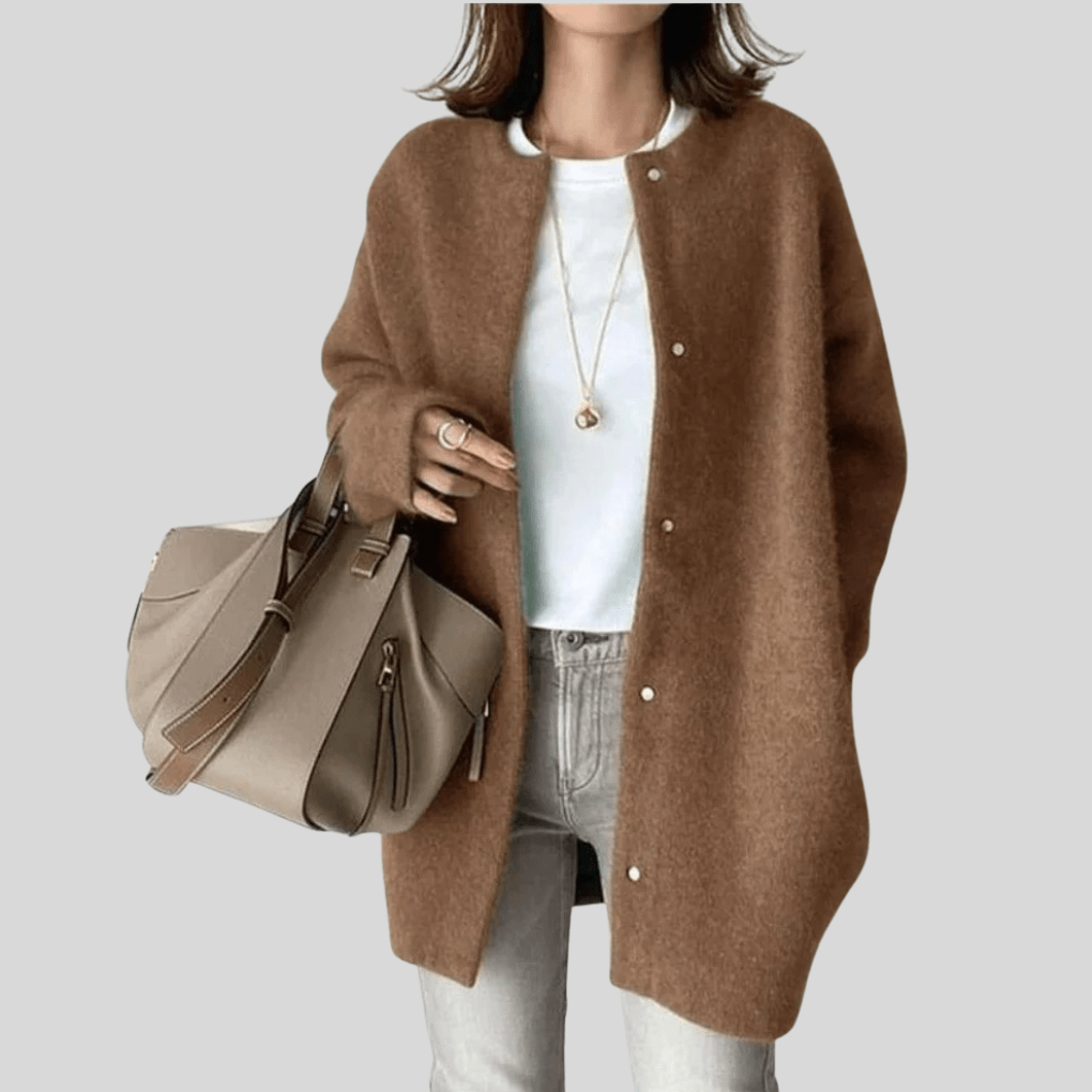 Primadon Damenpullover Braun / Einheitsgröße Clara | Elegante Strickjacke für Damen Herbst atmungsaktiv