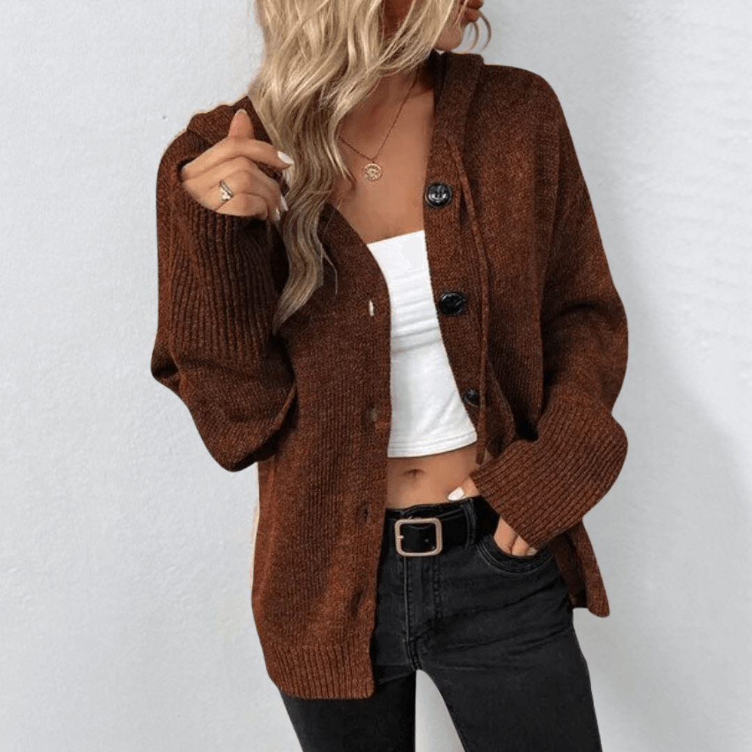 Primadon Damenpullover Braun / S Romy | warme Strickjacke für Damen Winter