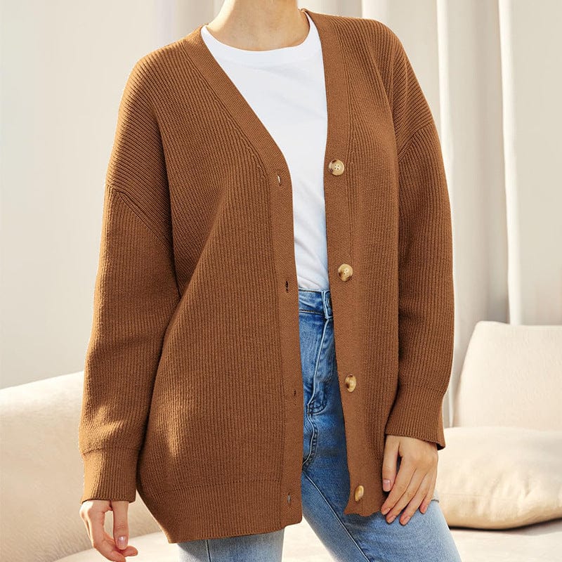 Primadon Damenpullover Braun / XS Amelie | Elegante Strickjacke Damen Lang Oversized
