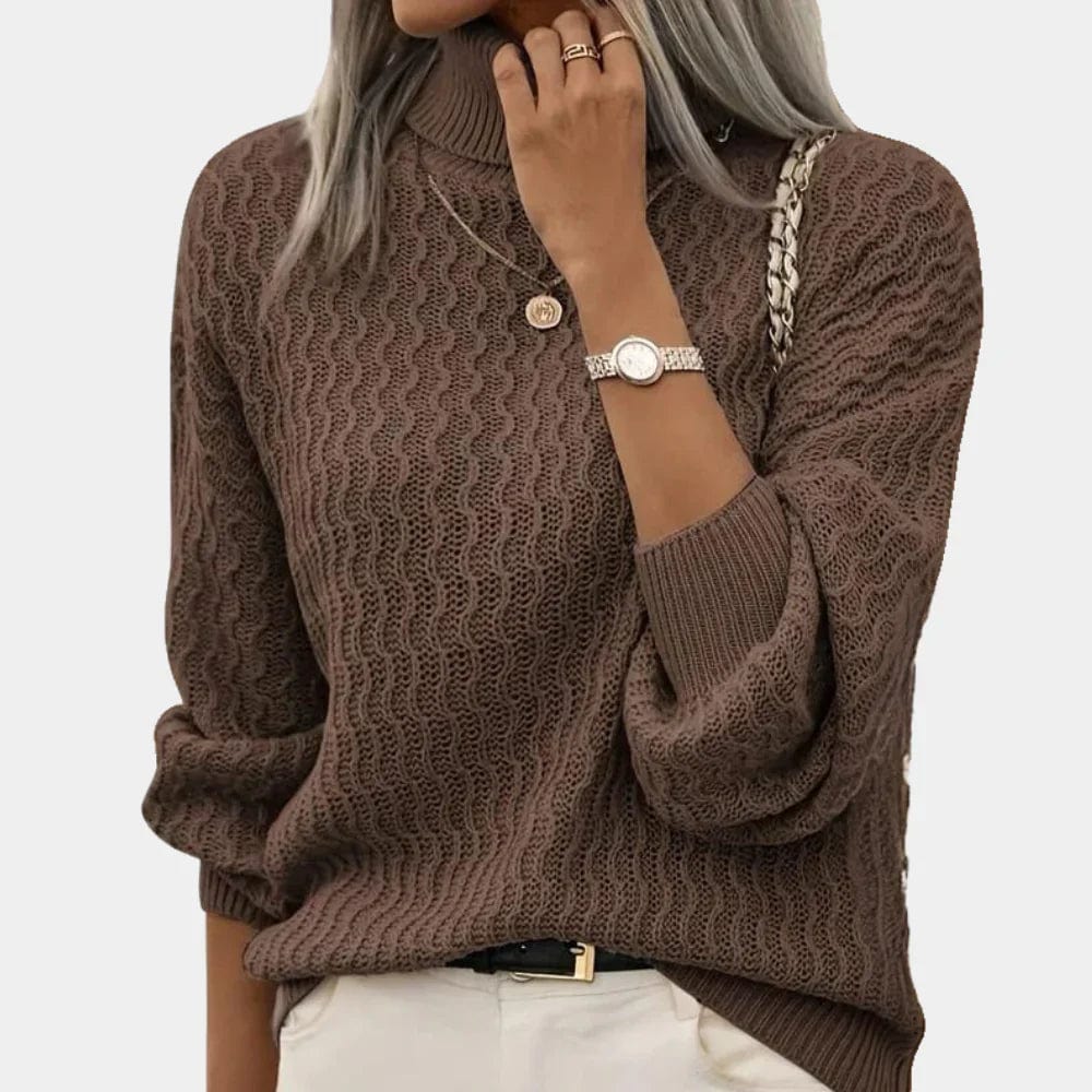 Primadon Damenpullover Braun / XS Eleganter Rollkragenpullover für Damen warm Argyle Herbst Winter Polyester