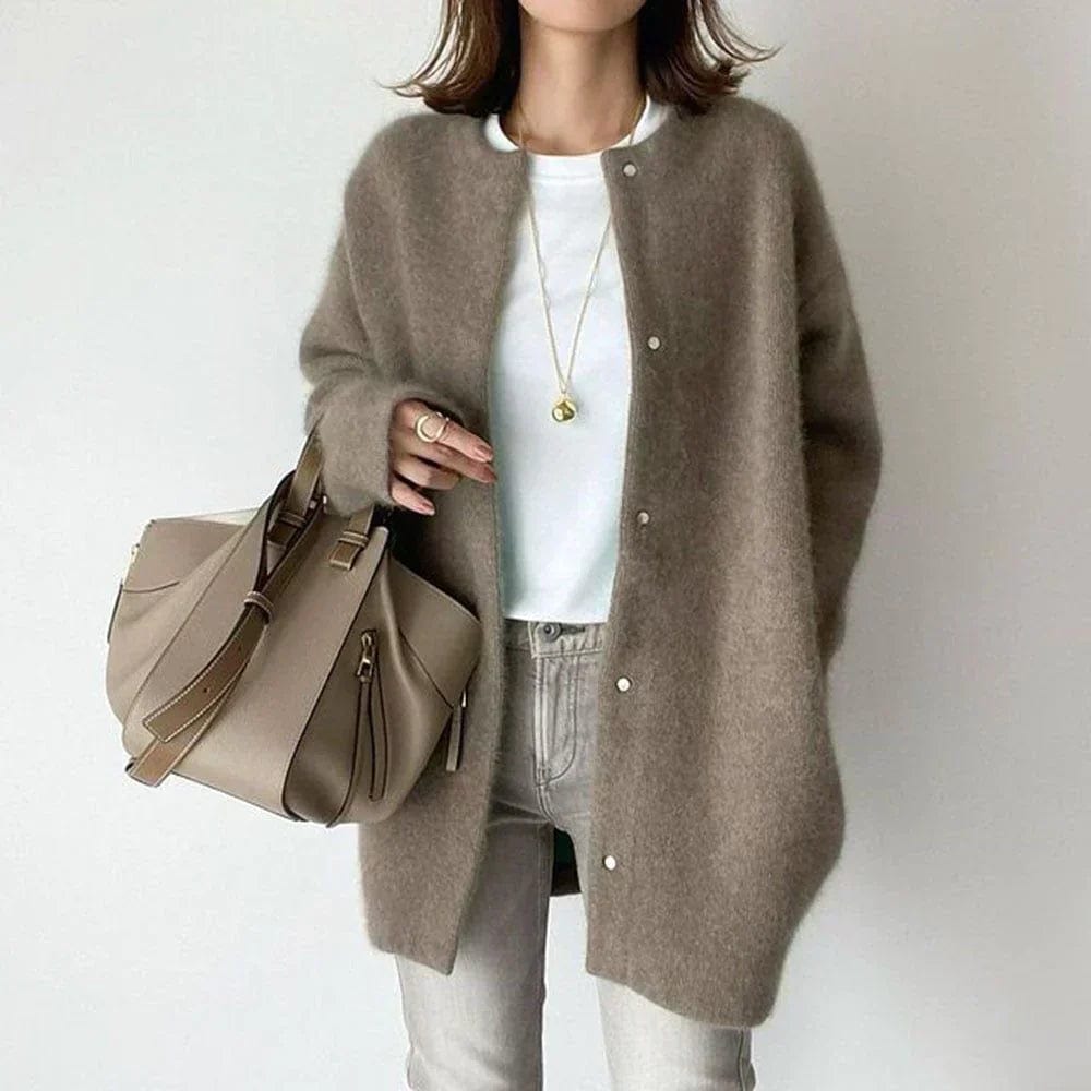 Primadon Damenpullover & -cardigans Braun / S Fiona Damen Lange Weste | Vintage-Wolle, Bequem und Stilvoll