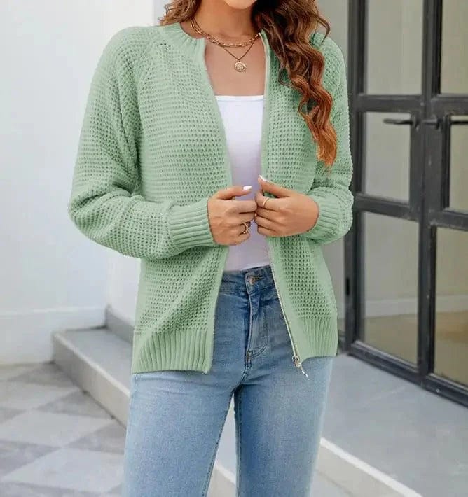 Primadon Damenpullover & -cardigans Grün / S Lässige Strickjacke für Damen warm atmungsaktiv vielseitig Reißverschluss