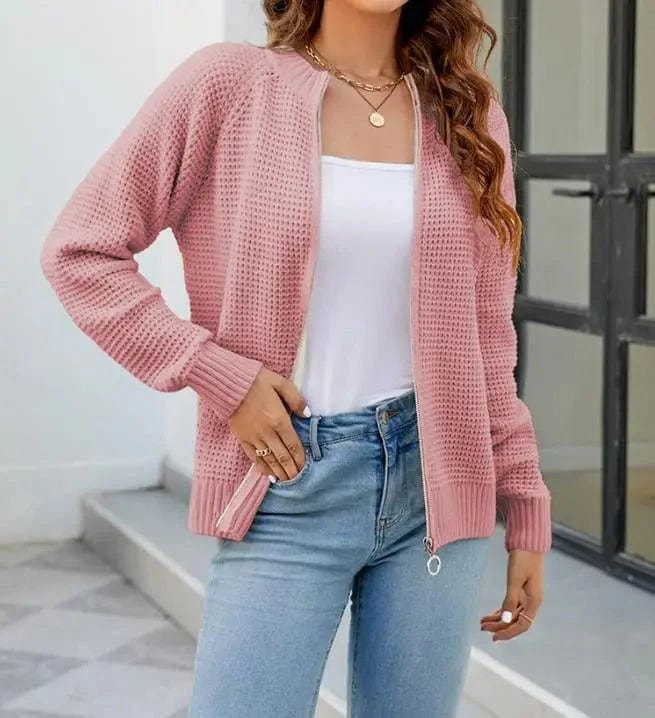 Primadon Damenpullover & -cardigans Rosa / S Lässige Strickjacke für Damen warm atmungsaktiv vielseitig Reißverschluss