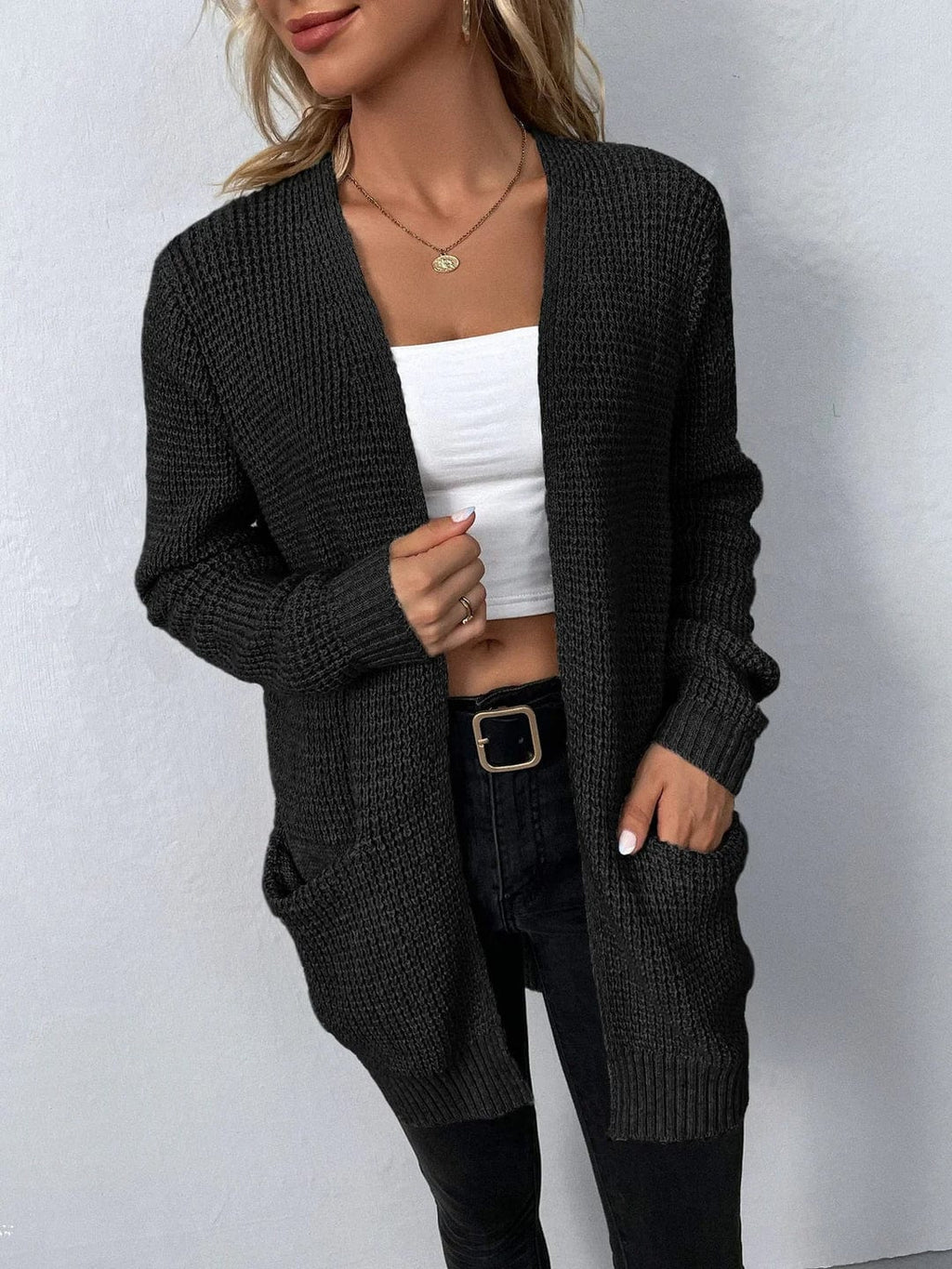 Primadon Damenpullover & -cardigans Schwarz / S Elina | atmungsaktive Strickjacke für Damen lang