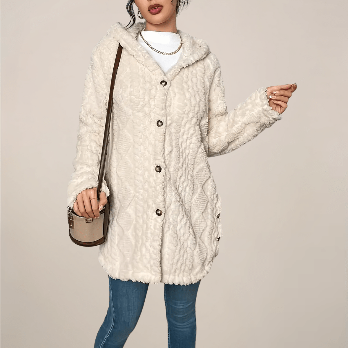 Primadon Damenpullover Creme / XS Lara | Elegante Strickjacke Damen Lang für Winter