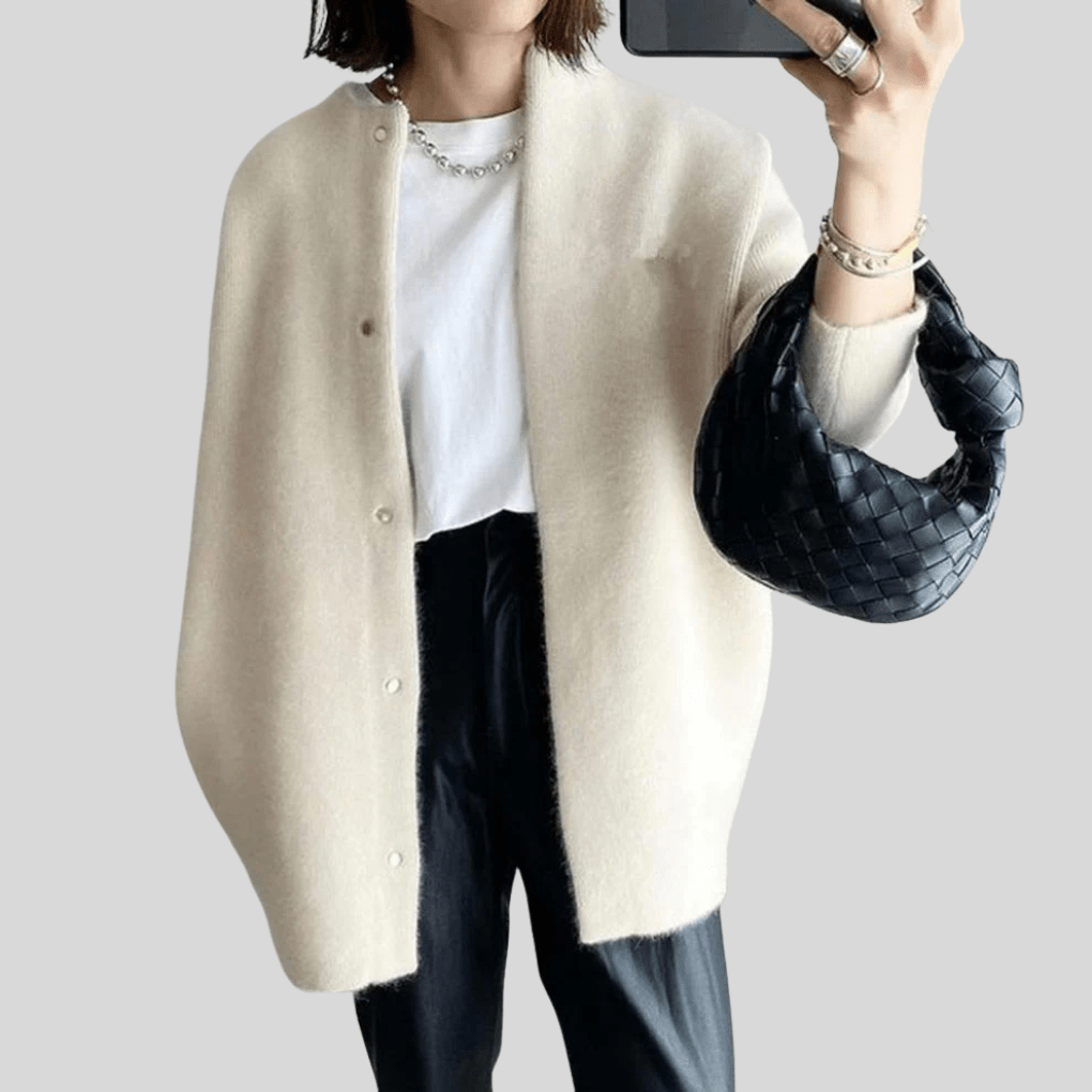 Primadon Damenpullover Cremeweiß-a / Einheitsgröße Clara | Elegante Strickjacke für Damen Herbst atmungsaktiv