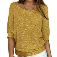 Primadon Damenpullover Gold / M Weicher Damenpullover aus Baumwolle atmungsaktiv für Winter Frühling vielseitig