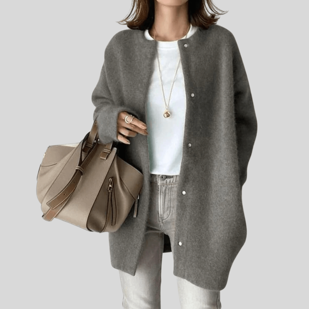 Primadon Damenpullover Grau-a / Einheitsgröße Clara | Elegante Strickjacke für Damen Herbst atmungsaktiv