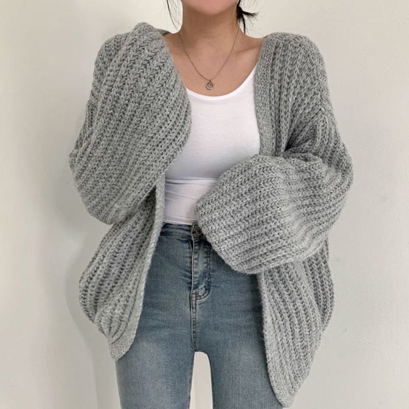 Primadon Damenpullover Grau / Einheitsgröße (Oversized Fit) Annie Damen Strickjacke | Oversized, Gemütlich und Modisch